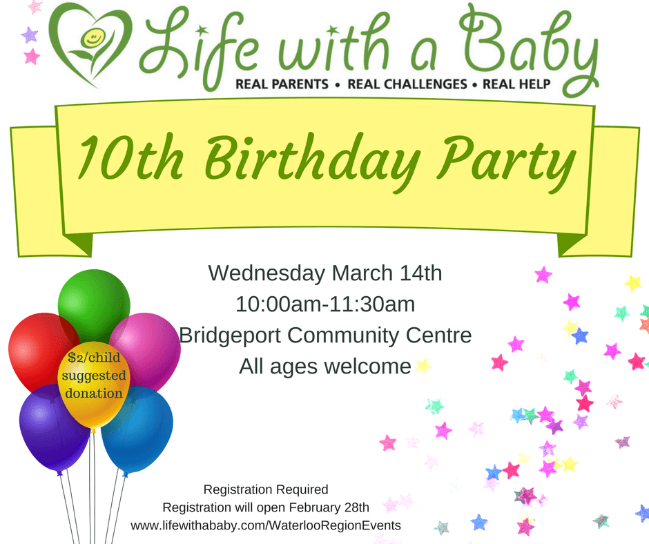 Life With A Baby LWAB 10th Birthday  Party  Kitchener  
